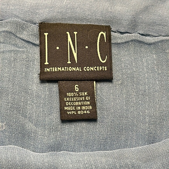 INC Glass beaded  and sequined silk skirt, lovely heaviness, Ice Blue,  Lined, 6 - Picture 2 of 8